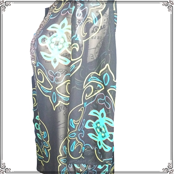 Madison Sheer Rhinestone Swim Suit Tunic Cover Size Med - Picture 5 of 10